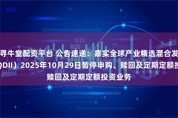 寻牛堂配资平台 公告速递：嘉实全球产业精选混合发起式（QDII）2025年10月29日暂停申购、赎回及定期定额投资业务