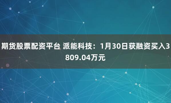 期货股票配资平台 派能科技：1月30日获融资买入3809.04万元